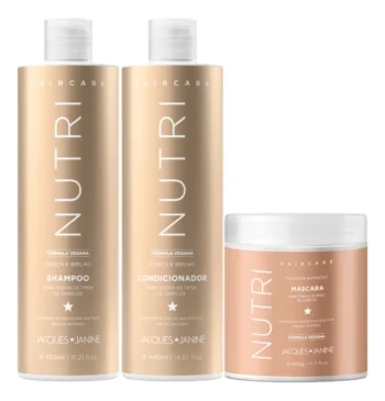 acques Janine Nutri Salt-Free Shampoo 450ml Leave-in Conditioner 440ml + Mask Treatment Hydration Nutrition Strength Shine Softness Intense 400g